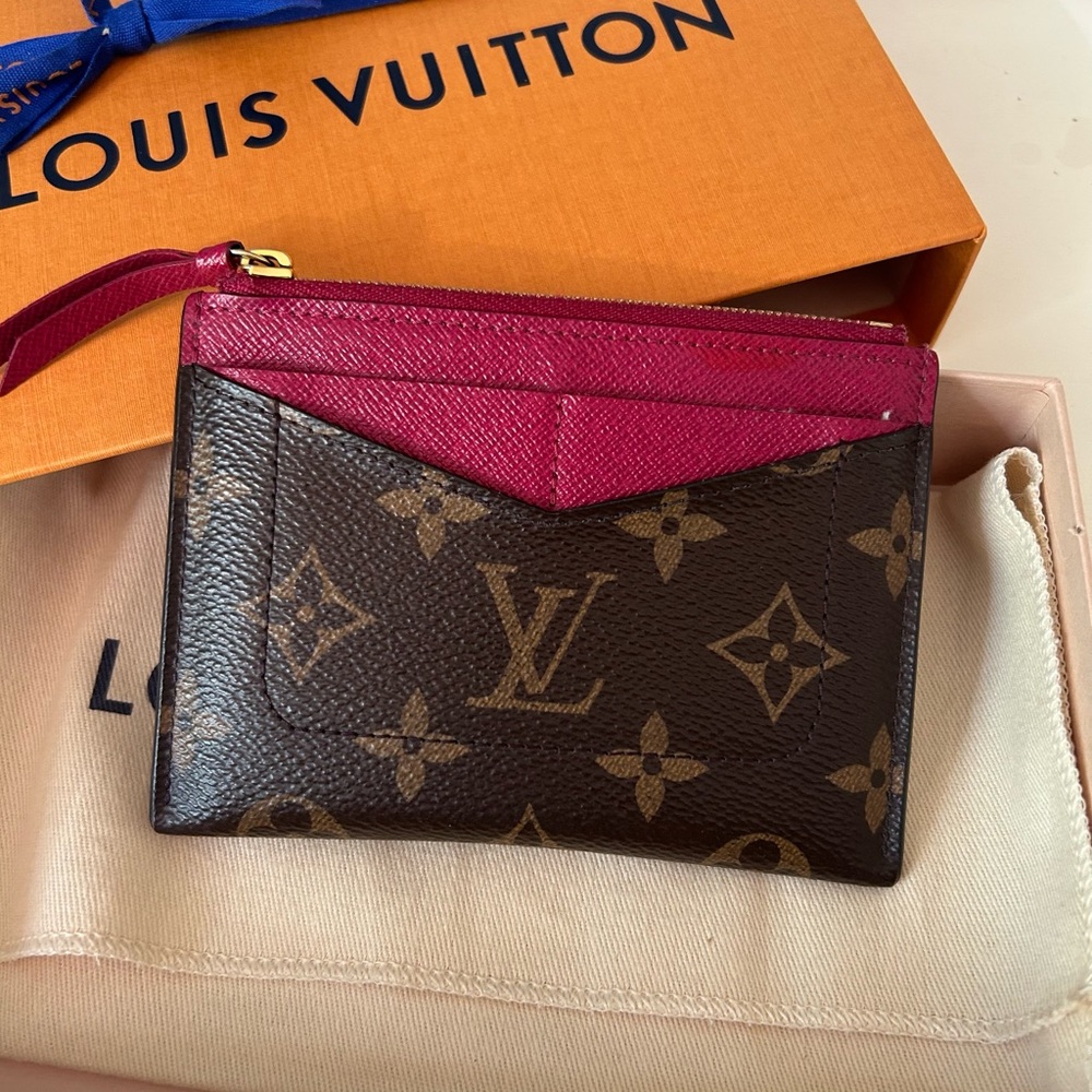 Louis Vuitton Card holder, magenta and monogram print